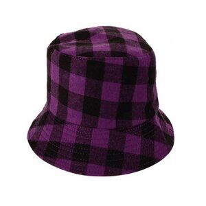 New Purple Black Plaid Bucket Hat Adult Summer Shade One Size Womens NWT Unisex